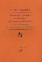 Couverture du livre « Recherches gener.sur analyse notions » de Leibniz Gottfried-Wi aux éditions Puf