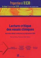 Couverture du livre « Lecture critique des essais cliniques (2e édition) » de Florence Noel-Baron aux éditions Pradel