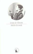 Couverture du livre « Articles de mode » de Christian Lacroix et Louise De Vilmorin aux éditions Gallimard