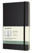 Couverture du livre « Agenda semainier grand format noir rigide (édition 2019) » de  aux éditions Moleskine