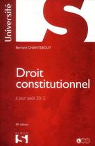 Couverture du livre « Droit constitutionnel (29e édition) » de Bernard Chantebout aux éditions Sirey