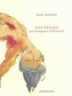 Couverture du livre « Des proses qui manquent d'élévation » de Paol Keineg aux éditions Obsidiane