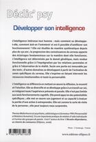 Couverture du livre « Développer son intelligence » de Wallenhorst aux éditions Ellipses