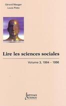 Couverture du livre « Lire les sciences sociales vol 3 19941996 » de Mauger aux éditions Hermes Science Publications