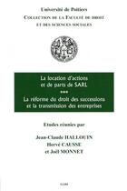 Couverture du livre « La location de parts sociales et actions » de Monnet Joel aux éditions Universite De Poitiers