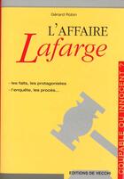 Couverture du livre « L'affaire lafargue » de Gerard Robin aux éditions De Vecchi