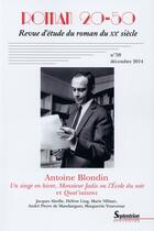 Couverture du livre « Roman 20-50, n 58/decembre 2014 - antoine blondin » de Pu Septentrion aux éditions Pu Du Septentrion