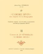 Couverture du livre « Ordre divin (l') aux origines de la demographie. tome 2 » de Sussmilch Johann Pet aux éditions Ined