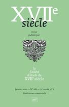 Couverture du livre « Xviie siecle 2020, n.286 » de  aux éditions Puf