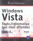 Couverture du livre « Windows vista ; toute l'information que vous attendez » de Benoit Lanlard aux éditions Eni