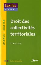 Couverture du livre « Droit des collectivités territoriales » de Nadine Dantonel-Cor aux éditions Breal
