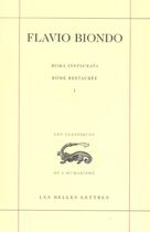 Couverture du livre « Roma instaurata/rome restauree t1 l1 » de Flavio Biondo aux éditions Belles Lettres