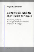 Couverture du livre « L'opacité du sensible chez Fichte et Novalis » de Augustin Dumont aux éditions Millon