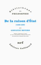 Couverture du livre « De la raison d'Etat (1589-1598) » de Giovanni Botero aux éditions Gallimard