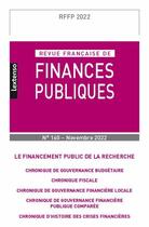 Couverture du livre « Revue francaise de finances publiques n 160-2022 - le financement public de la recherche » de  aux éditions Lgdj