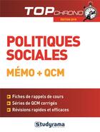 Couverture du livre « Politiques sociales ; mémo + QCM (édition 2018) » de Michelle Gagnadoux aux éditions Studyrama
