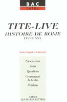 Couverture du livre « Tite-Live ; Histoire De Rome ; Livre Xxx ; Bac Latin » de Annette Flobert aux éditions Hatier