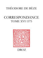 Couverture du livre « Correspondance » de De B Ze Th Odore aux éditions Librairie Droz