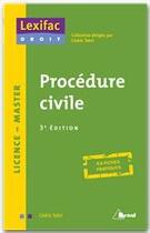 Couverture du livre « Procédure civile (3e édition) » de Tahri aux éditions Breal