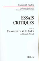 Couverture du livre « Textes critiques » de Auden aux éditions Belin