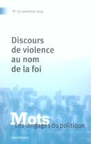 Couverture du livre « MOTS T.79 ; discours de violence de la foi » de Maurice Tournier et Jean-Paul Honore aux éditions Ens Lyon