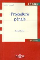 Couverture du livre « Procédure pénale (22e édition) » de Bernard Bouloc aux éditions Dalloz