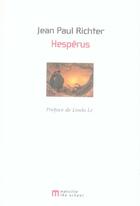 Couverture du livre « Hespérus » de Jean-Paul Richter aux éditions Leo Scheer