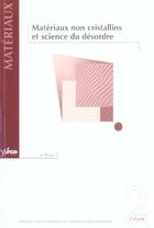 Couverture du livre « Materiaux non cristallins et science du desordre » de Jo Perez aux éditions Ppur