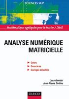 Couverture du livre « Analyse numérique matricielle » de Amodei+Dedieu aux éditions Dunod