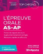 Couverture du livre « L'épreuve orale AS-AP (édition 2020) » de Celine Wistuba aux éditions Studyrama