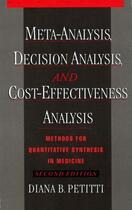 Couverture du livre « Meta-Analysis, Decision Analysis, and Cost-Effectiveness Analysis: Met » de Petitti Diana B aux éditions Oxford University Press Usa