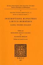 Couverture du livre « Inscriptions rupestres libyco-berbères ; sahel nigéro-malien » de  aux éditions Droz