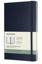 Couverture du livre « Agenda semainier grand format bleu saphir rigide (édition 2019) » de  aux éditions Moleskine