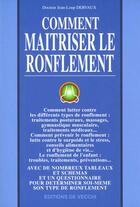 Couverture du livre « Comment maitriser le ronflement » de Jean-Loup Dervaux aux éditions De Vecchi