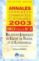 Couverture du livre « Decf 2 relations juridiques credit ... » de Etienne Morin aux éditions Eska