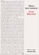 Couverture du livre « Missa sine nomine » de Ernst Wiechert aux éditions Calmann-levy