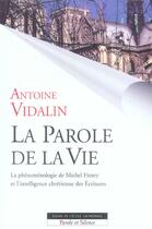 Couverture du livre « Parole de vie » de Antoine Vidalin aux éditions Parole Et Silence
