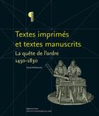 Couverture du livre « La Quête de l'ordre. Textes imprimés et textes manuscrits, 1450-1830 » de David Mckitterick aux éditions Ens Lyon