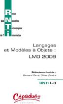 Couverture du livre « Langages et modèles à objets : LMO 2009 » de  aux éditions Cepadues