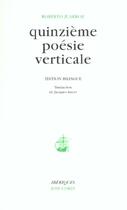 Couverture du livre « Quinzième poésie verticale » de Roberto Juarroz aux éditions Corti