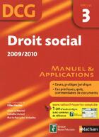 Couverture du livre « Droit social ; DCG ; épreuve 3 ; livre de l'élève (édition 2009/2010) » de Lhuilier Gilles aux éditions Nathan