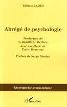 Couverture du livre « Abrégé de psychologie » de William James aux éditions Editions L'harmattan