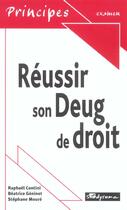 Couverture du livre « Reussir son deug de droit » de Contini aux éditions Studyrama