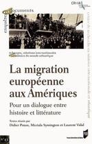 Couverture du livre « MIGRATION EUROPEENNE AUX AMERIQUES » de Vidal/Symington aux éditions Pu De Rennes