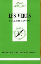 Couverture du livre « Les verts » de Guillaume Sainteny aux éditions Que Sais-je ?