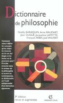 Couverture du livre « Dictionnaire de philosophie (3e édition) » de Noella Baraquin aux éditions Armand Colin