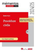 Couverture du livre « Procédure civile : À jour du décret du 29 décembre 2023 réformant la procédure d'appel (édition 2024/2025) » de Natalie Fricero aux éditions Gualino