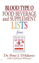 Couverture du livre « Blood Type O Food, Beverage and Supplemental Lists » de D'Adamo Peter J aux éditions Penguin Group Us