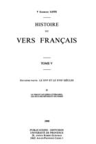Couverture du livre « Histoire du vers français t.5 » de Georges Lote aux éditions Pu De Provence