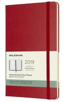 Couverture du livre « Agenda semainier grand format rouge rigide (édition 2019) » de  aux éditions Moleskine